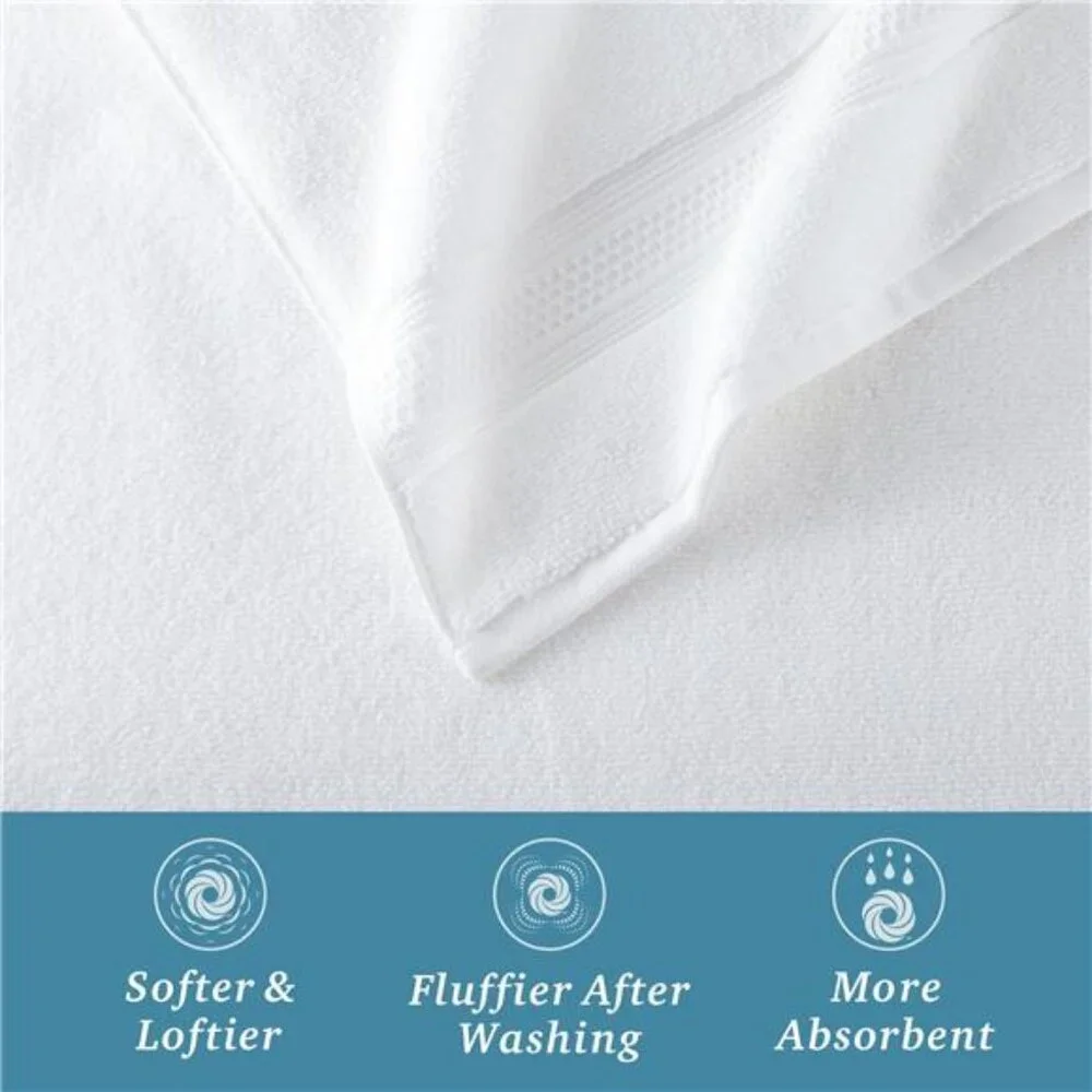 100% HYGROCOTTON® 6-Piece Textured Soft Towel Set, White Bath Towels,
